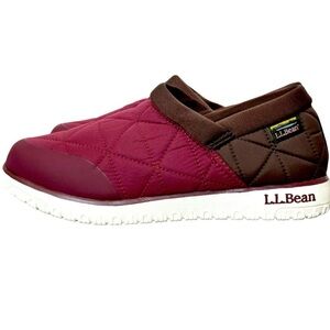 L.L. Bean Women’s Quilted Ultralight PrimaLoft Slip-Ons - Burgundy and Brown